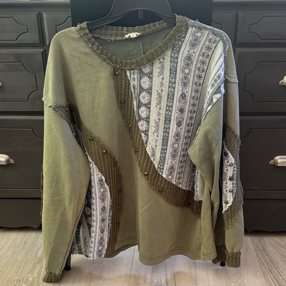 POL Tops - POL green patchwork top